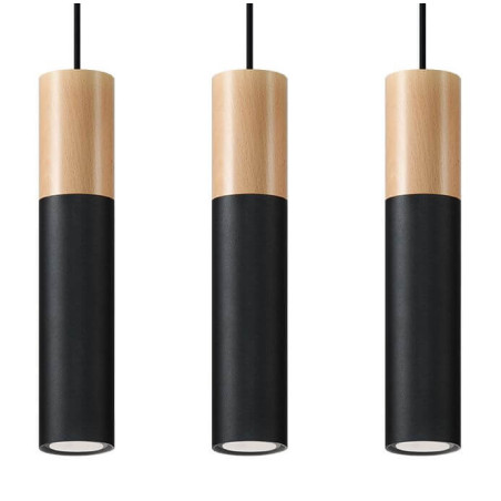 Lampa Wisząca Pablo 3 Czarna SL.0634 Sollux
