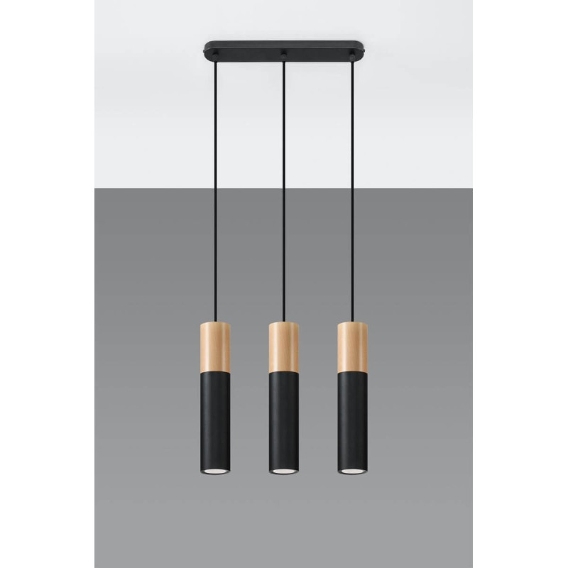 Lampa Wisząca Pablo 3 Czarna SL.0634 Sollux