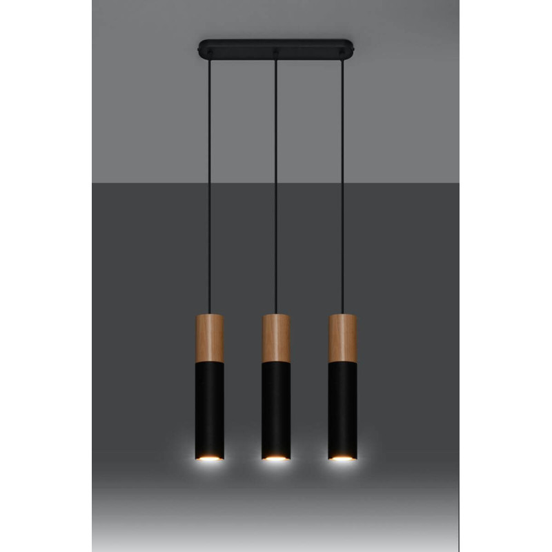 Lampa Wisząca Pablo 3 Czarna SL.0634 Sollux