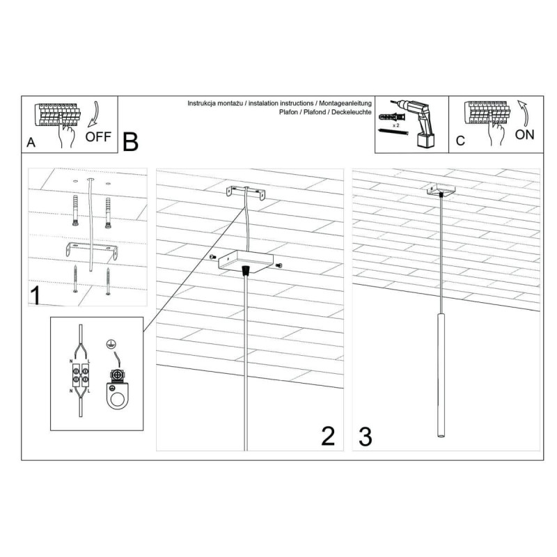 Lampa Wisząca Pastelo 1 Czarny SL.0469 Sollux