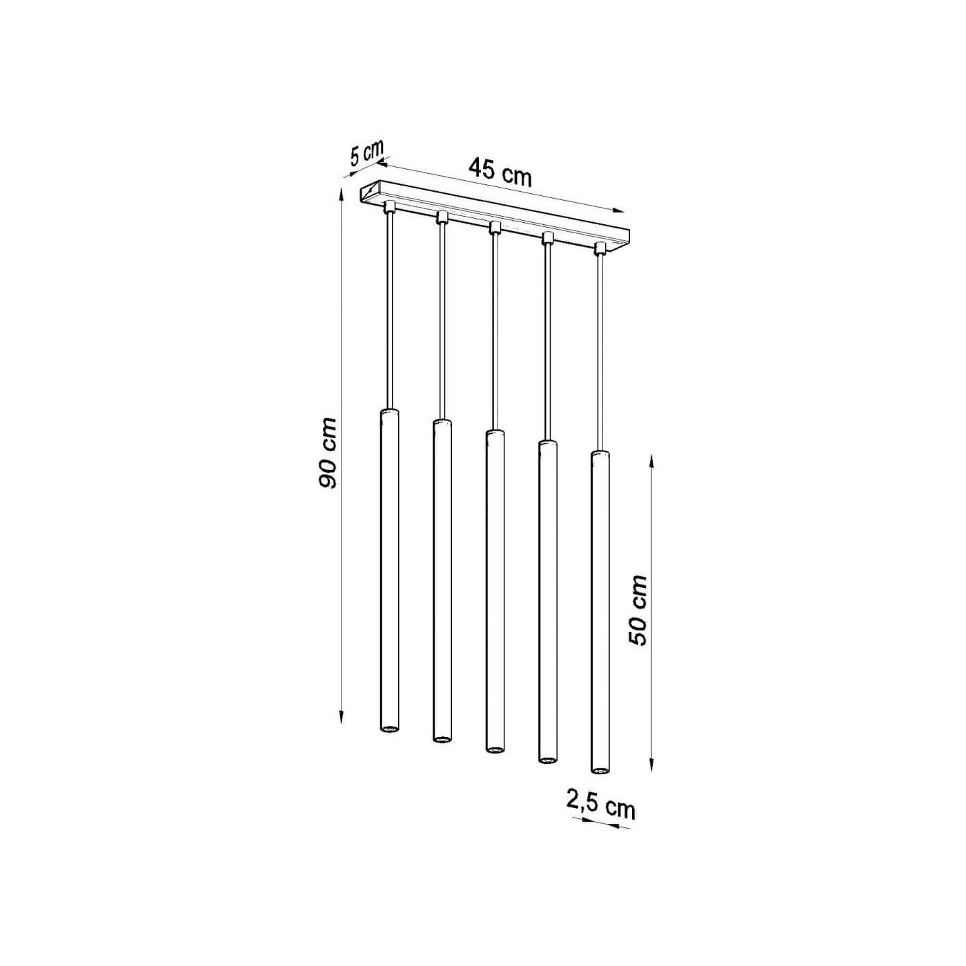 Lampa Wisząca Pastelo 5 Czarny SL.0472 Sollux