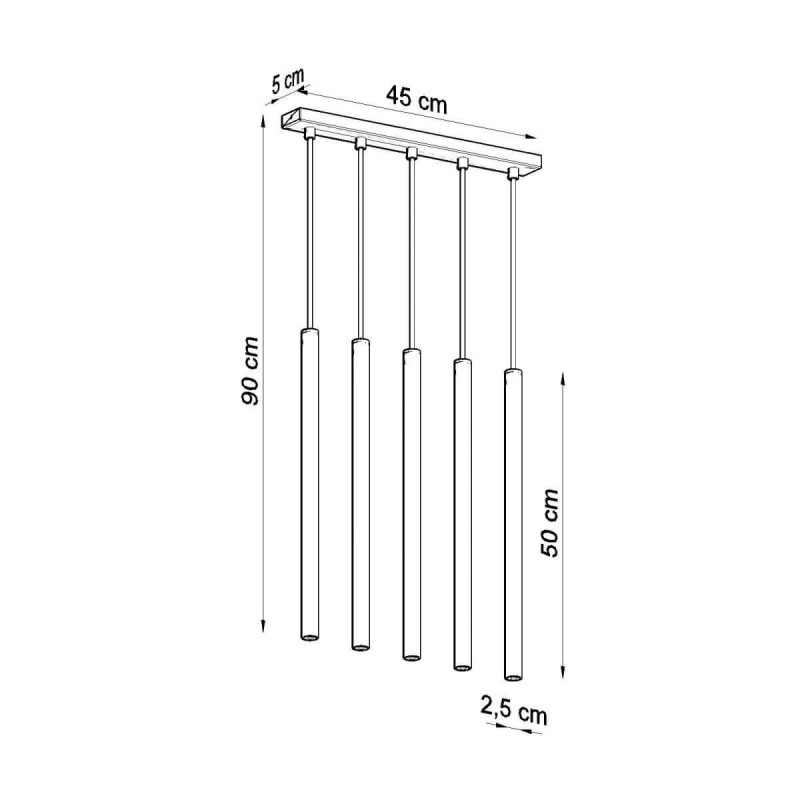 Lampa Wisząca Pastelo 5 Czarny SL.0472 Sollux
