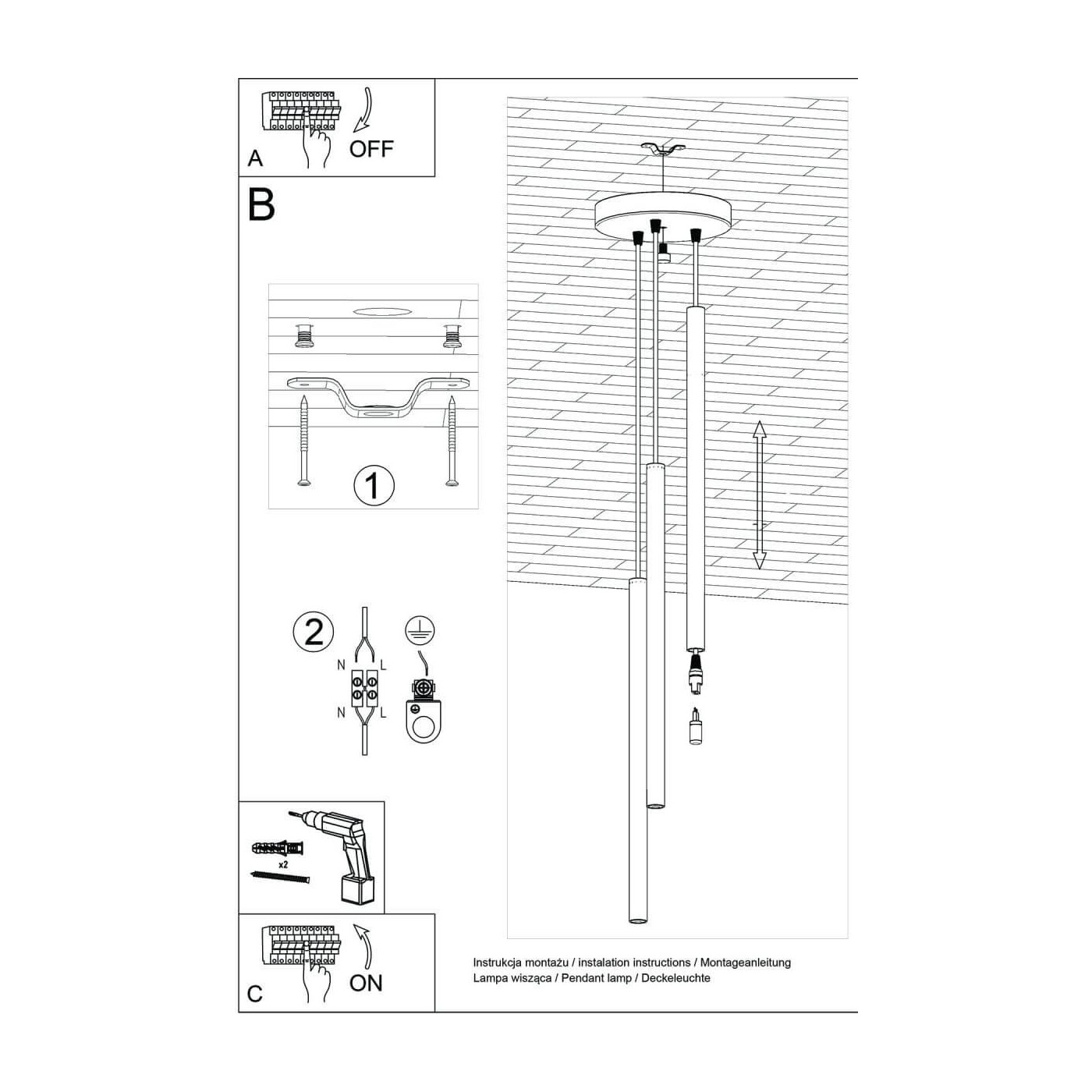 Lampa Wisząca Pastelo 3P Biały SL.0467 Sollux