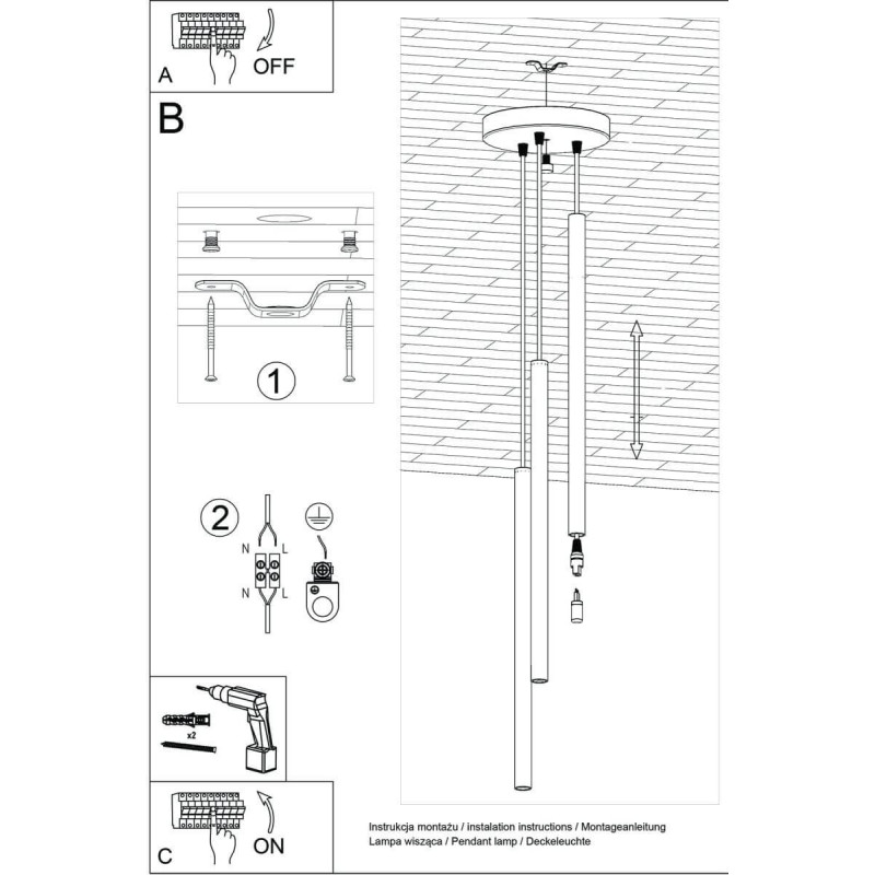 Lampa Wisząca Pastelo 3P Biały SL.0467 Sollux