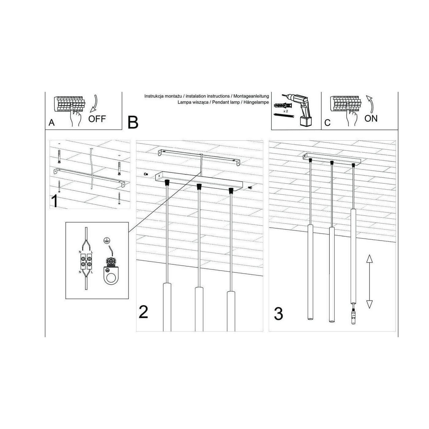 Lampa Wisząca Pastelo 3 Biały SL.0466 Sollux