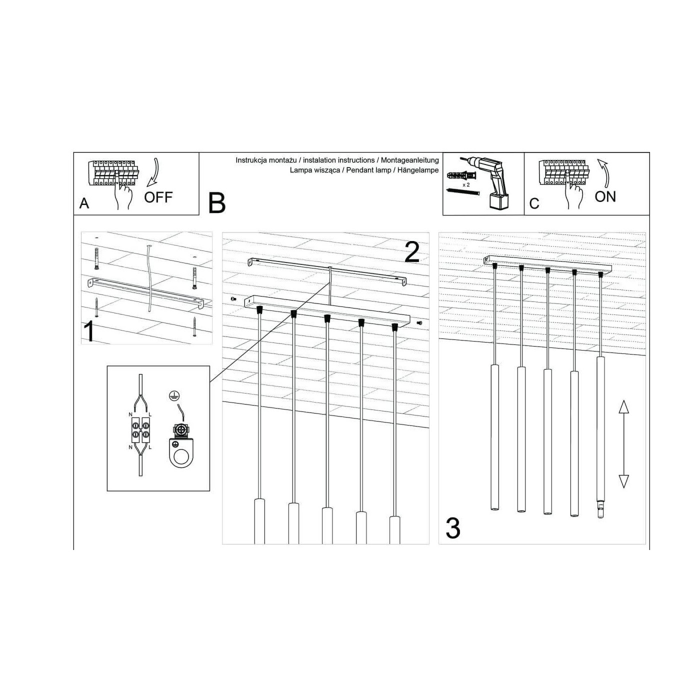 Lampa Wisząca Pastelo 5 Biały SL.0468 Sollux