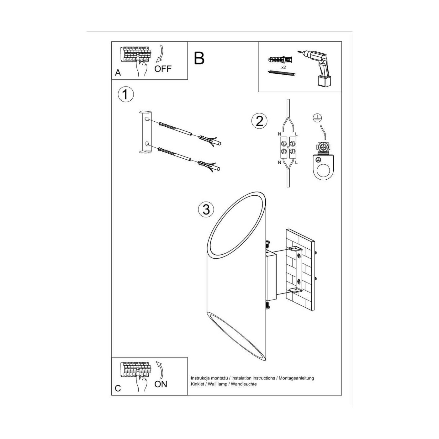 Kinkiet Penne 30 Czarny SL.0114 Sollux