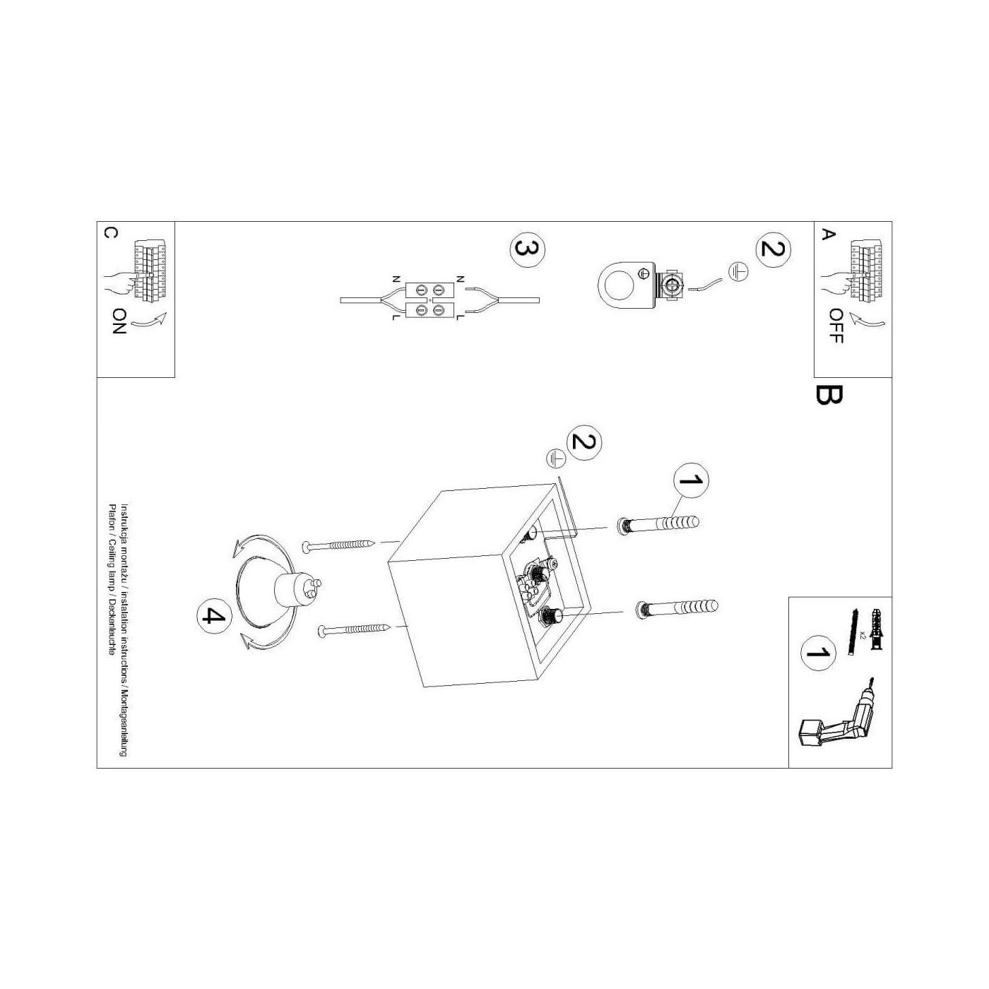 Plafon Quad 1 Biały SL.0027 Sollux