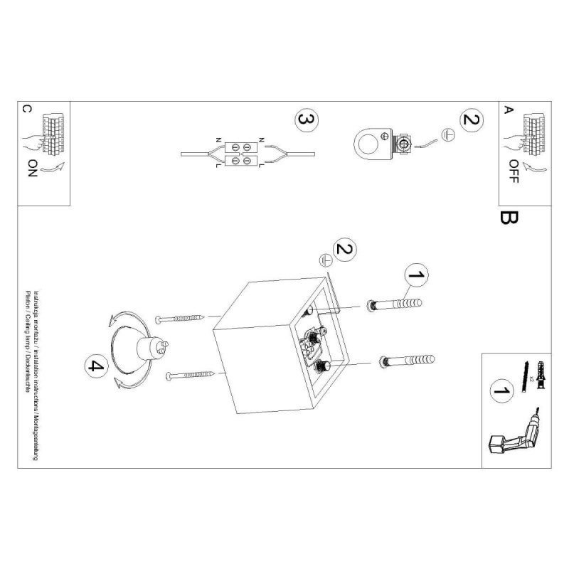 Plafon Quad 1 Biały SL.0027 Sollux