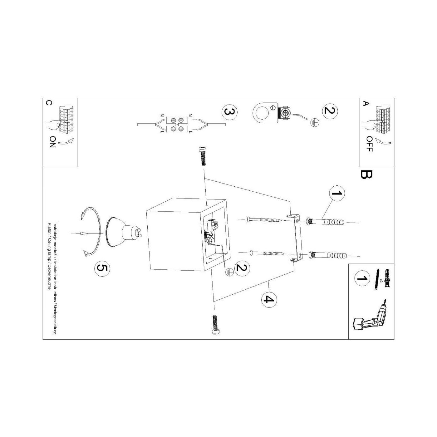 Plafon Quad Beton SL.0489 Sollux