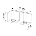 Plafon Quad 2 Szary SL.0064 Sollux