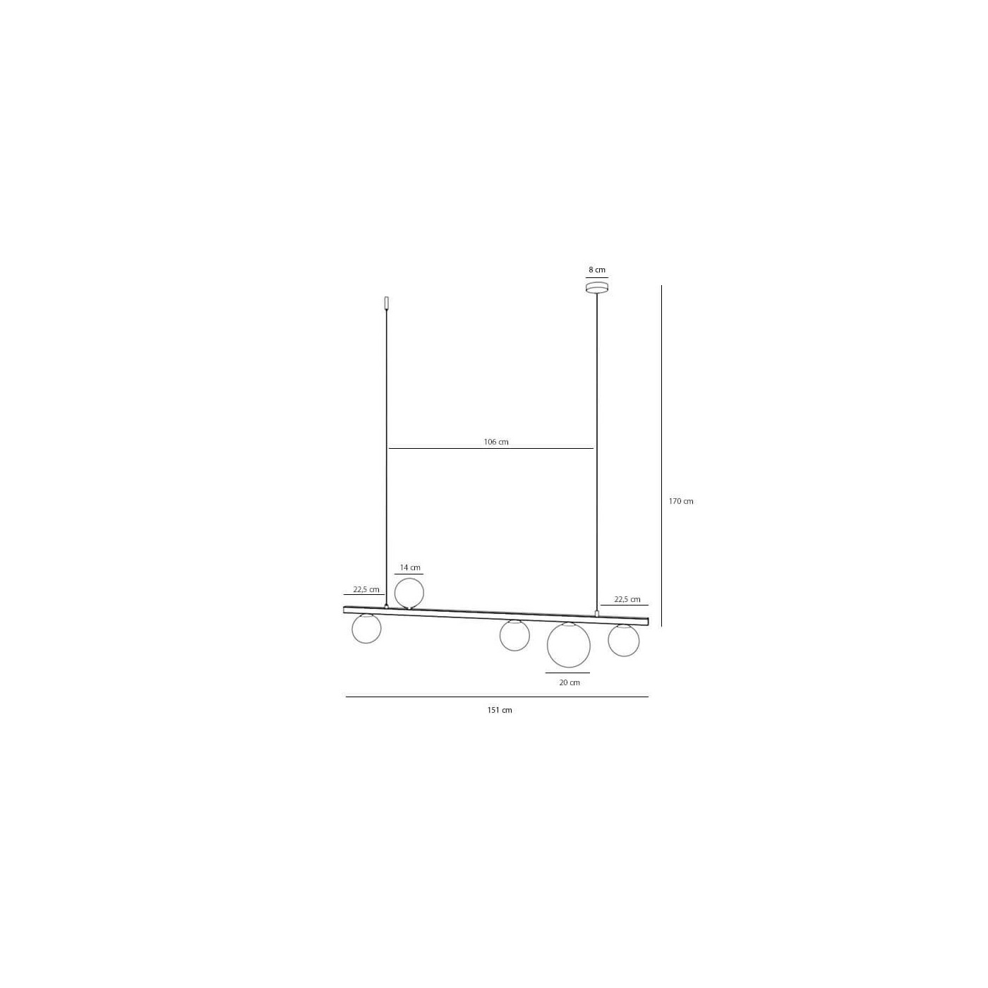 Lampa Wisząca Garda 5 Black 1099F1 Aldex