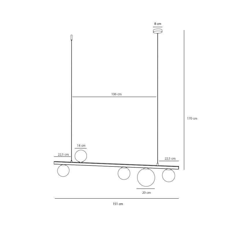 Lampa Wisząca Garda 5 Black 1099F1 Aldex