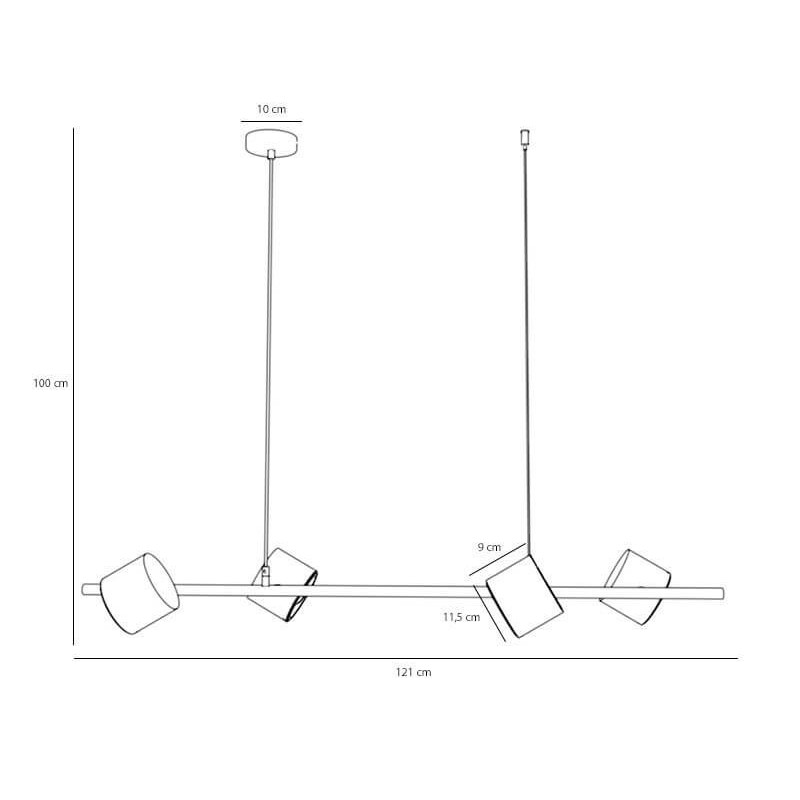 Lampa Wisząca Bot 4 Black 1047L Aldex