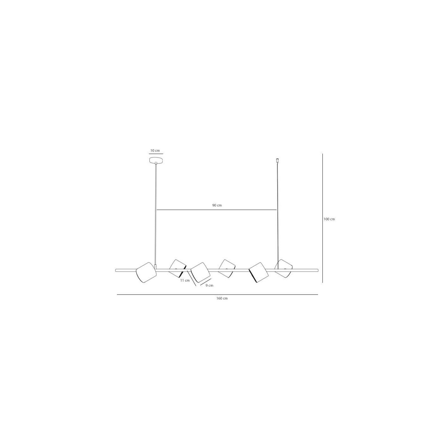 Lampa Wisząca Bot 6 Black 1047K Aldex
