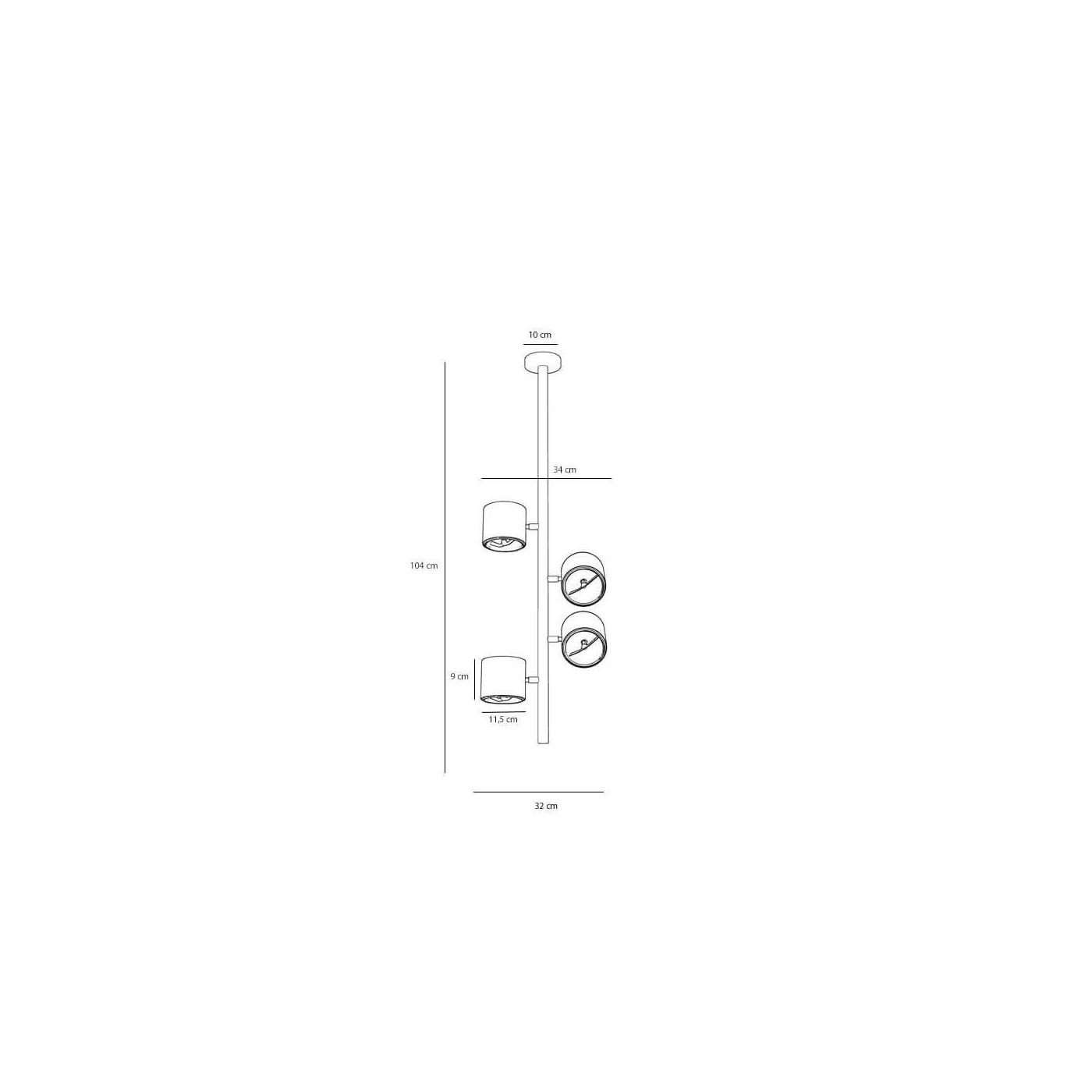 Lampa Sufitowa Plafon Bot 4 White Pionowy 1046PL_L2 Aldex