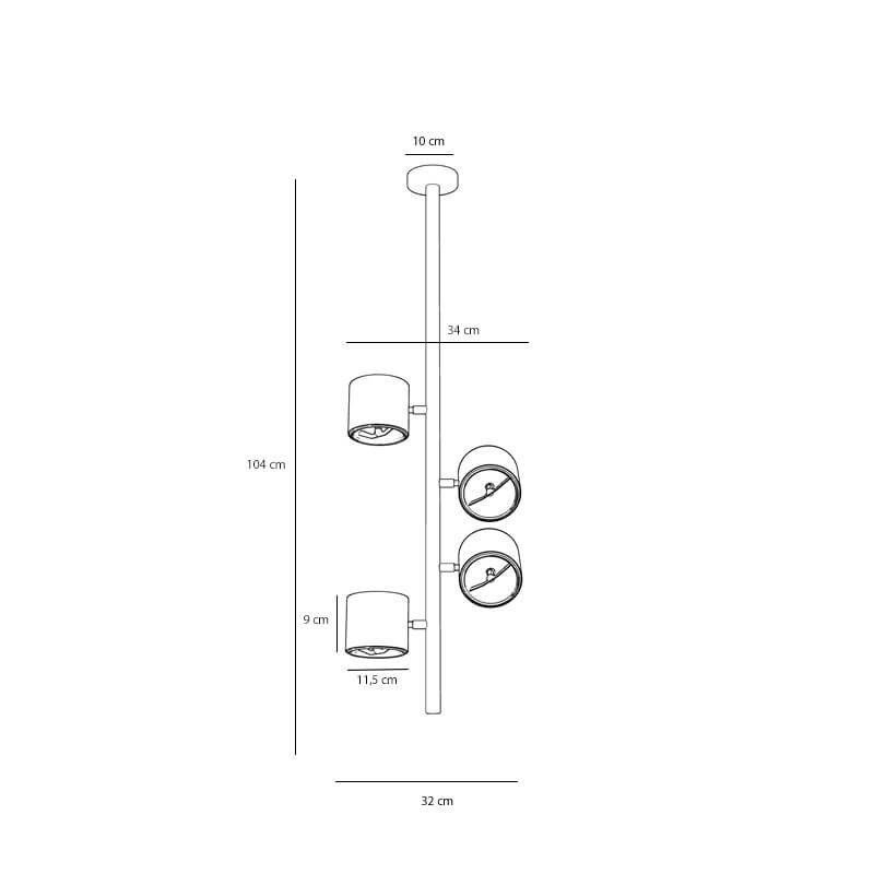 Lampa Sufitowa Plafon Bot 4 White Pionowy 1046PL_L2 Aldex