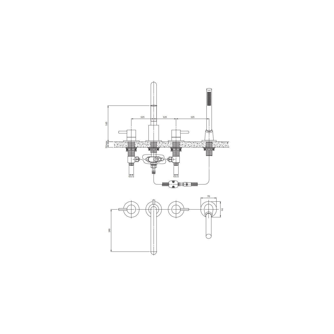 Bateria Wannowa 4-Otworowa Y Nikiel Y1232NI Omnires