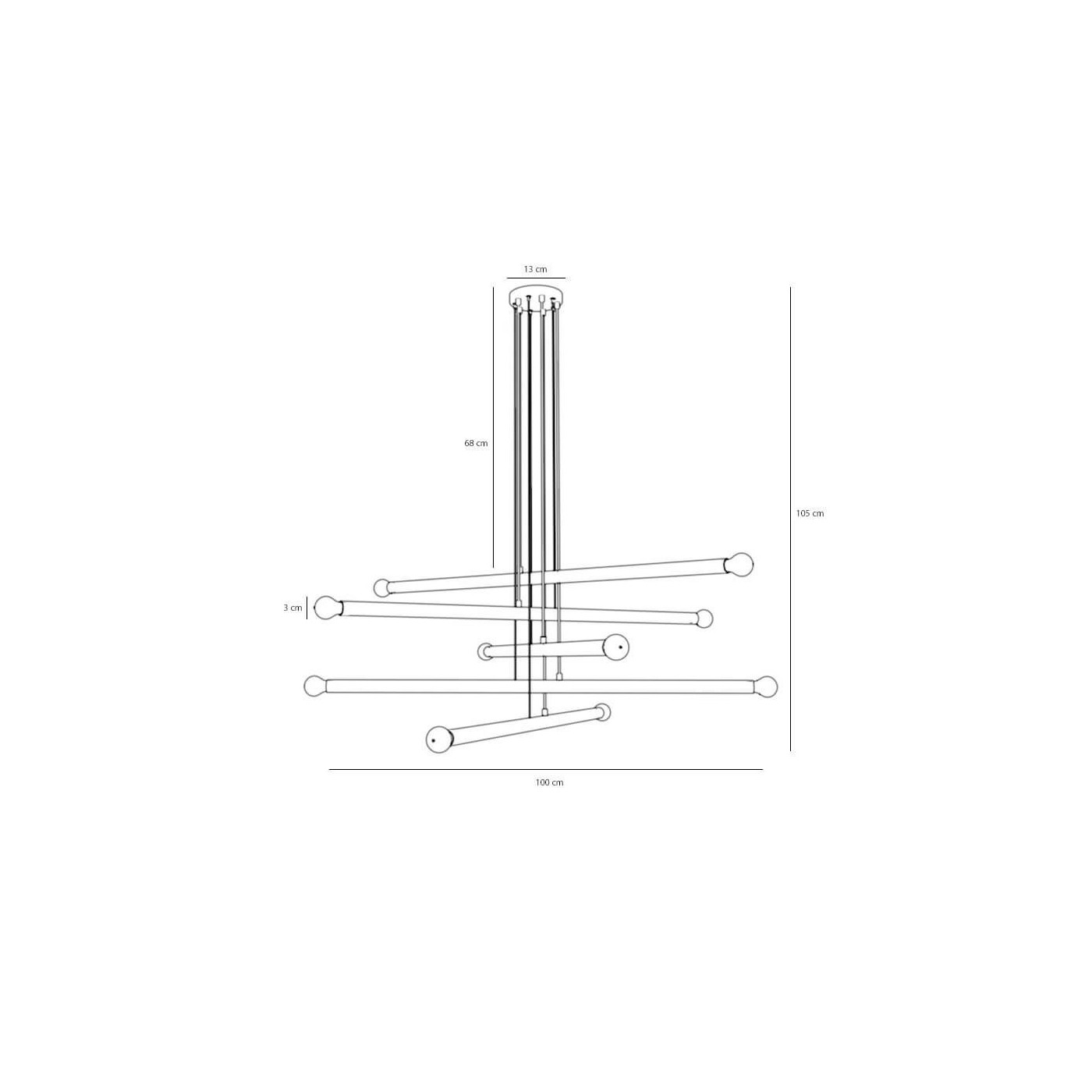 Lampa Wisząca Tubo 10 Brass 1072M40 Aldex