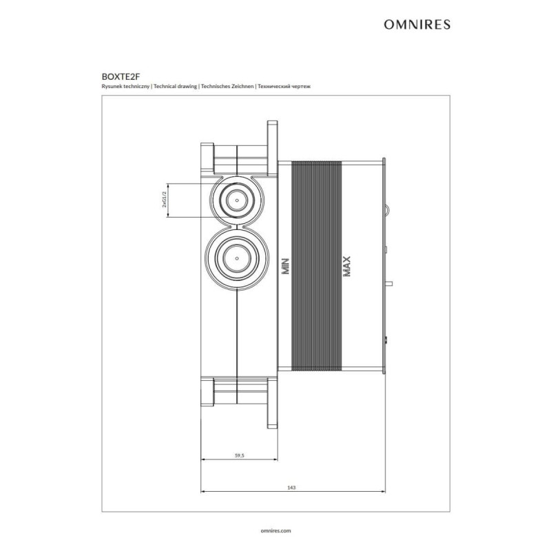 Element Podtynkowy Termostatycznej Baterii 2-Wyjściowej BOXTE2F Omnires