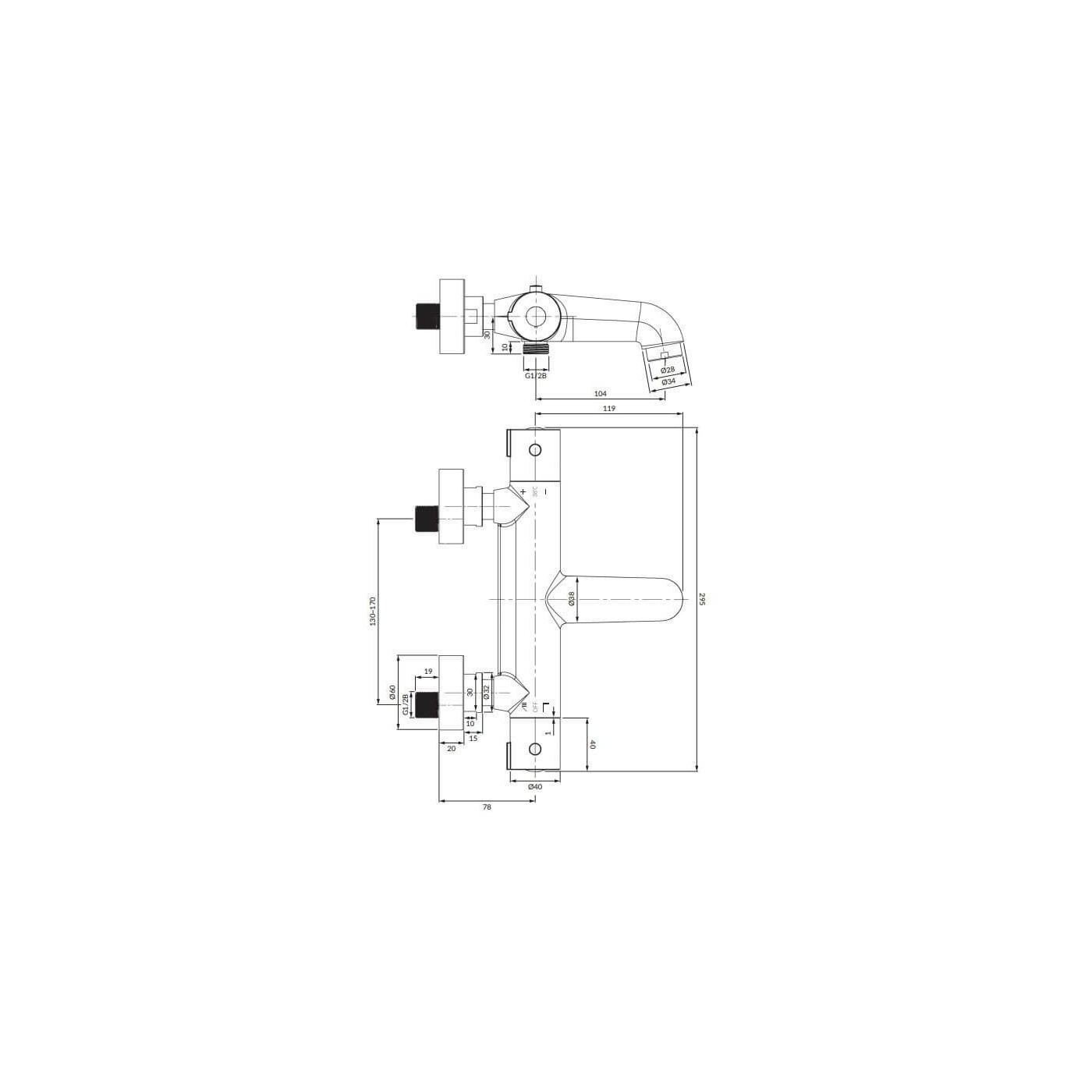 Termostatyczna Bateria Wannowa Natynkowa Y Chrom Y1236/NCR Omnires