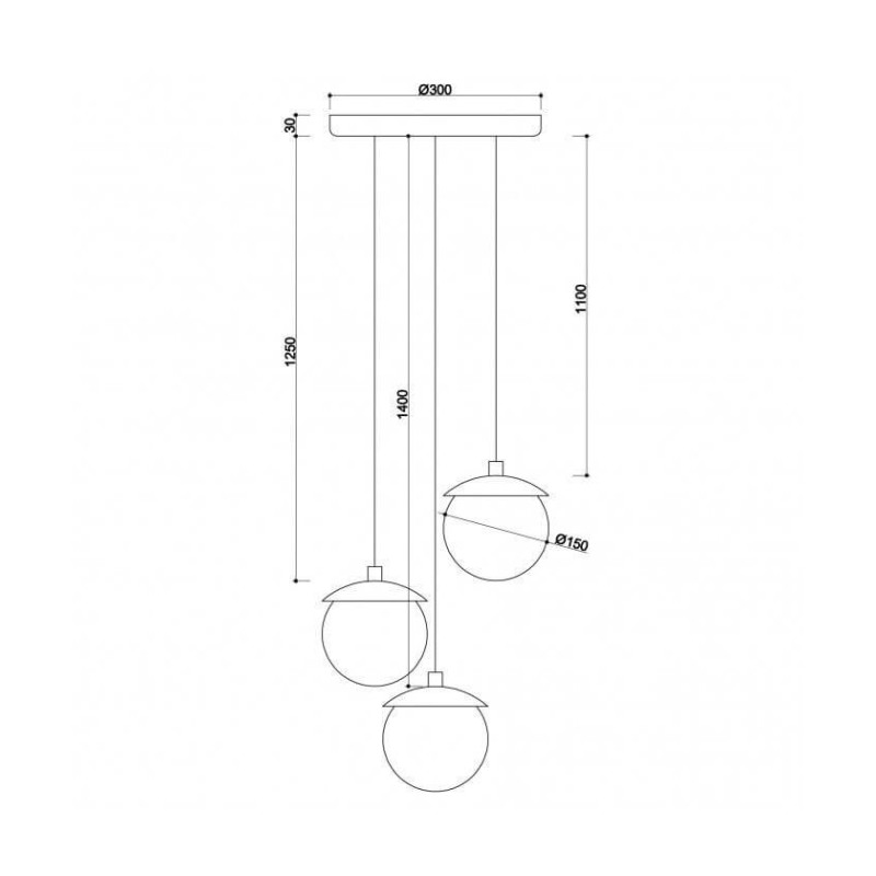 Lampa Wisząca KUUL F3 Czarny KLF322P3 Ummo