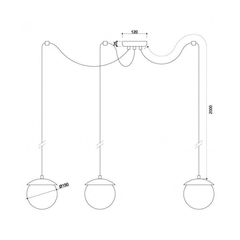 Lampa Wisząca KUUL F3 Czarny KLF322P2 Ummo