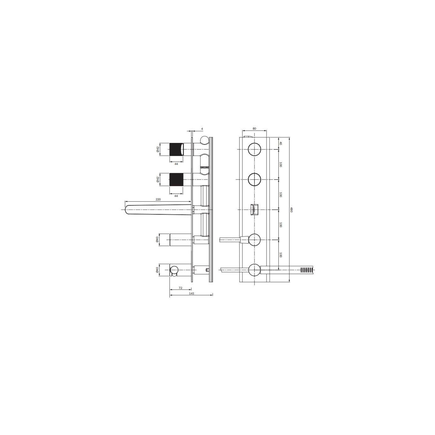 Bateria Wannowa Podtynkowa Contour Antracyt CT8037/1AT Omnires