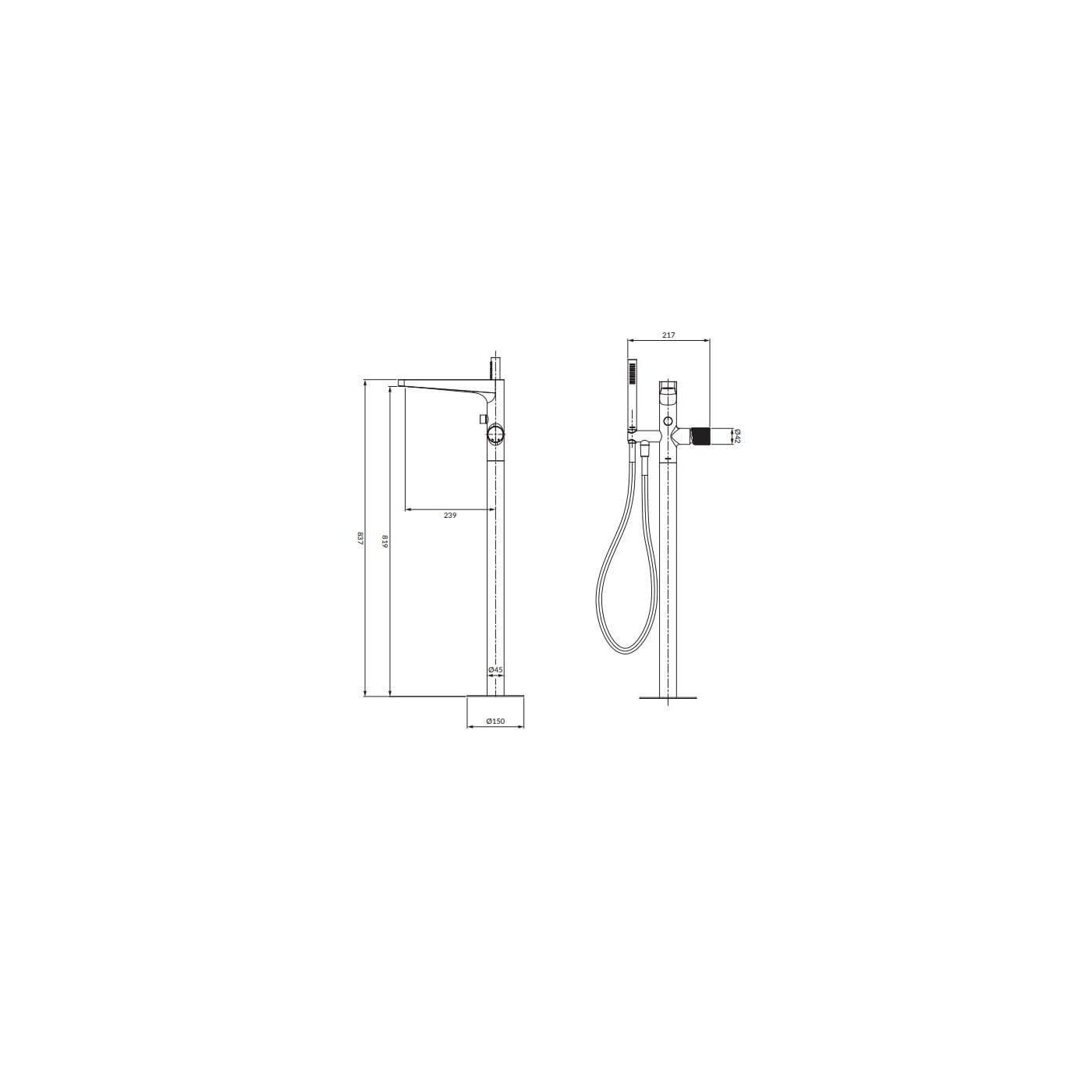 Bateria Wannowa Wolnostojąca Contour Antracyt CT8033AT Omnires