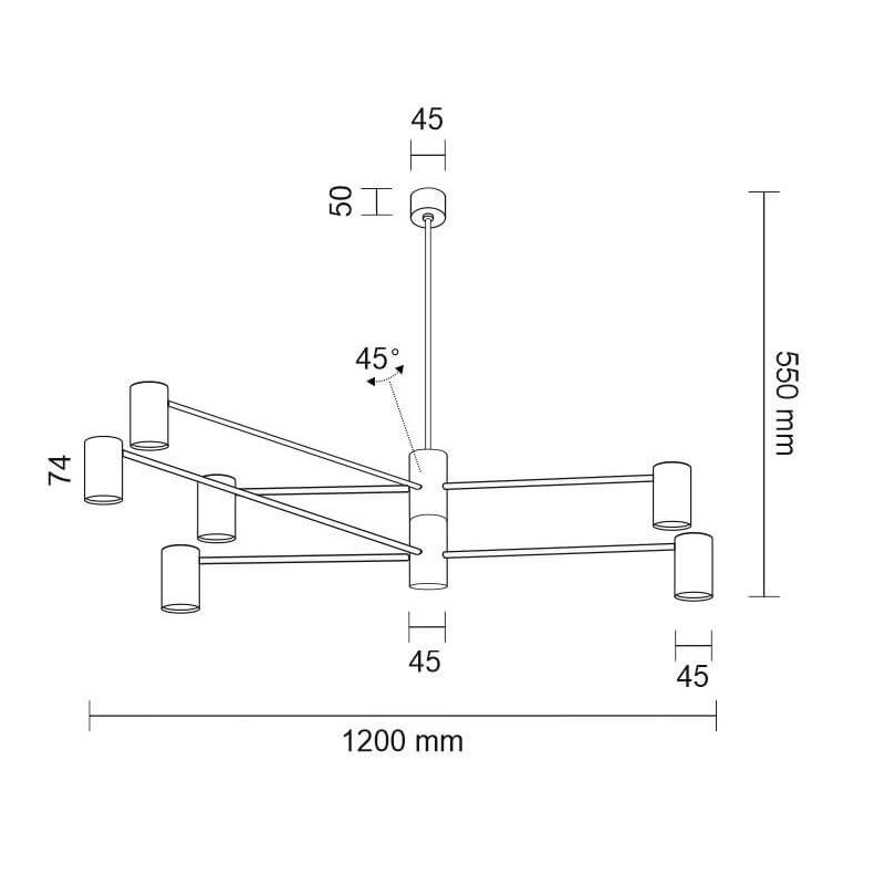 Lampa wisząca Dakata 6 - Czarna 5638 Antigo