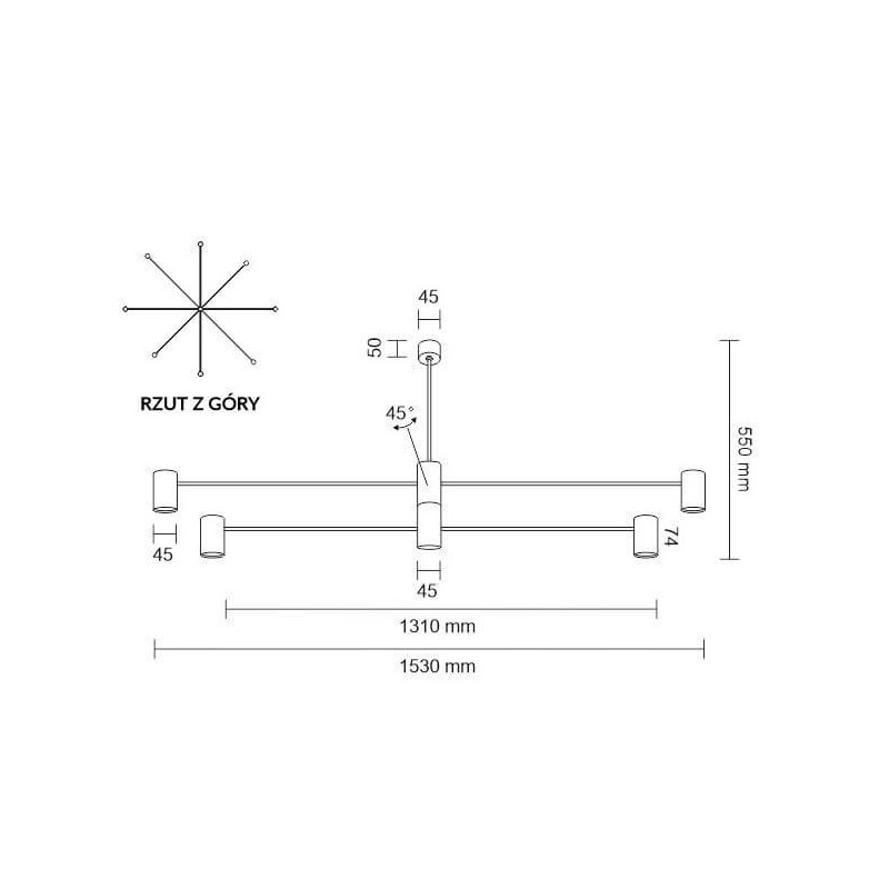 Lampa wisząca Dakata 8 - Czarna 5640 Antigo