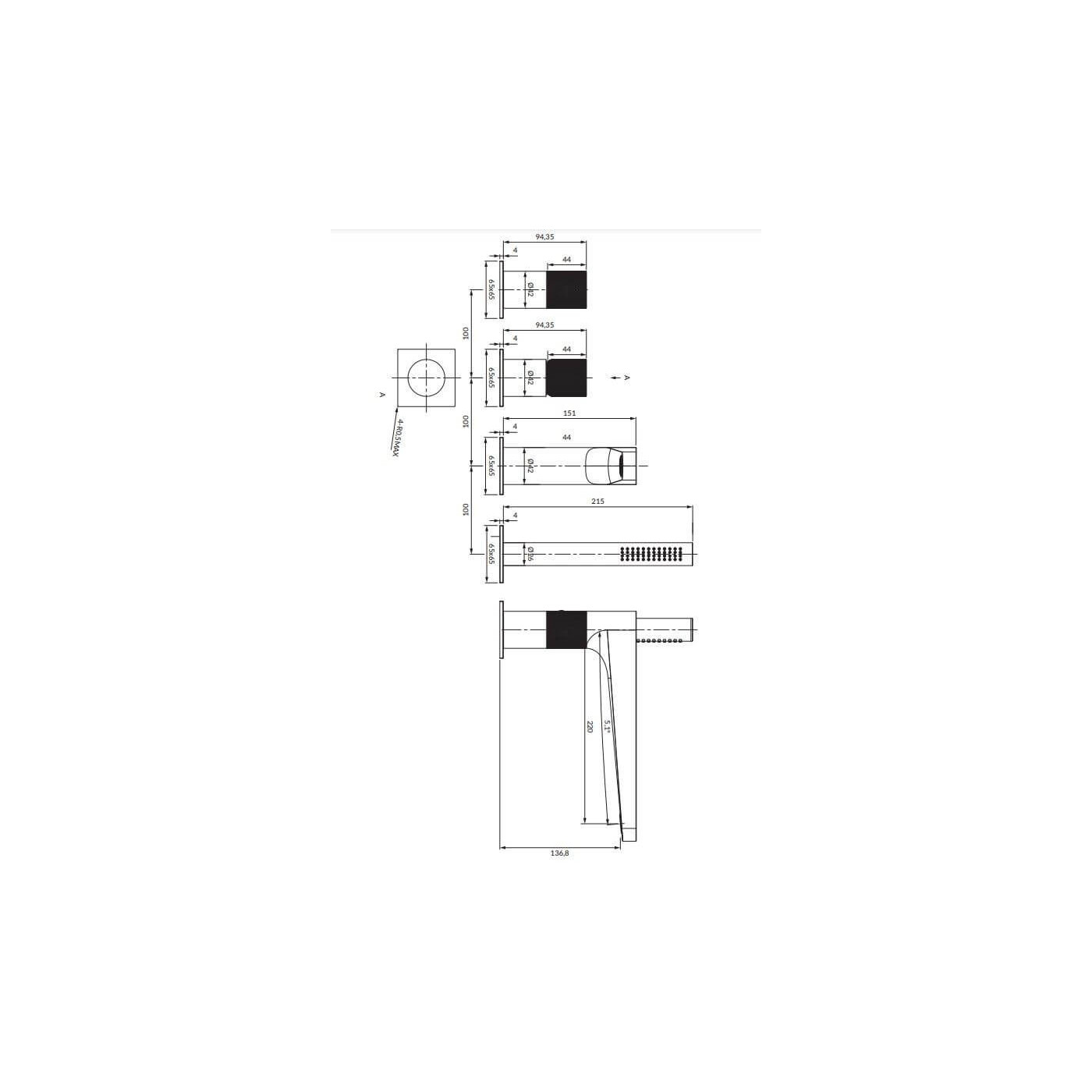 Bateria Wannowa 4-Otworowa Contour Chrom CT8032CR Omnires