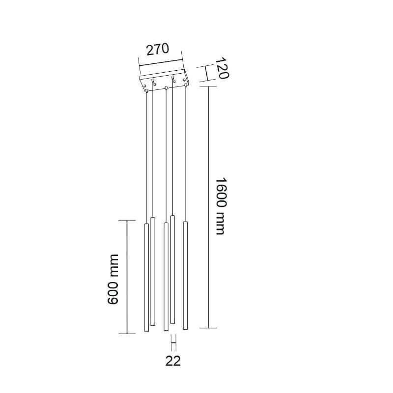 Lampa wisząca Kosame 5 - Czarna 7848 Antigo