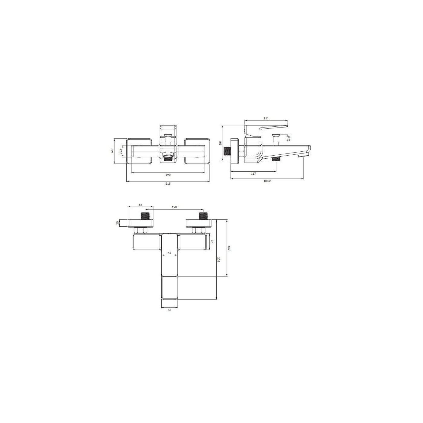 Bateria Wannowa Parma Chrom PM7430CR Omnires