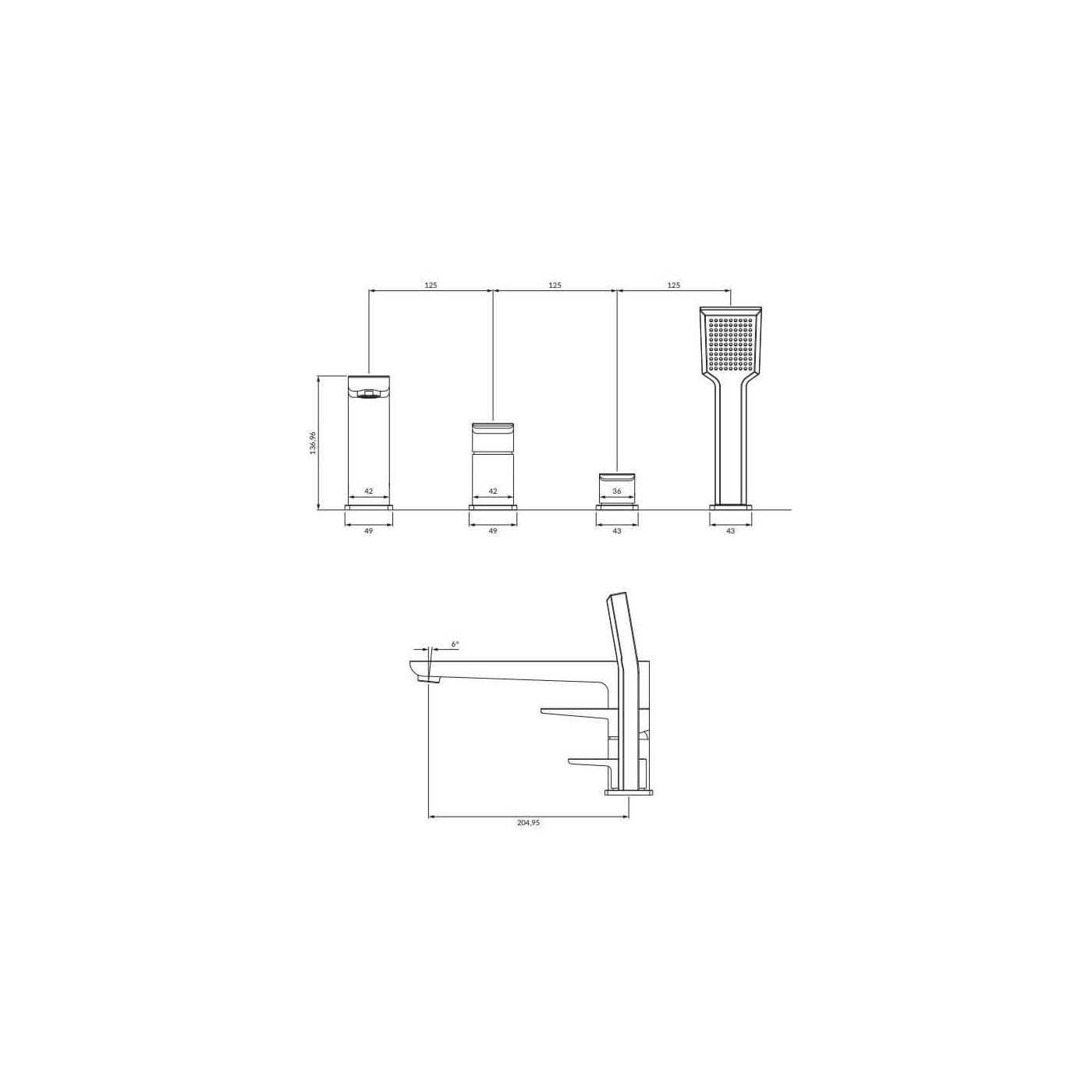 Bateria Wannowa 4-Otworowa Parma Grafit PM7432GR Omnires