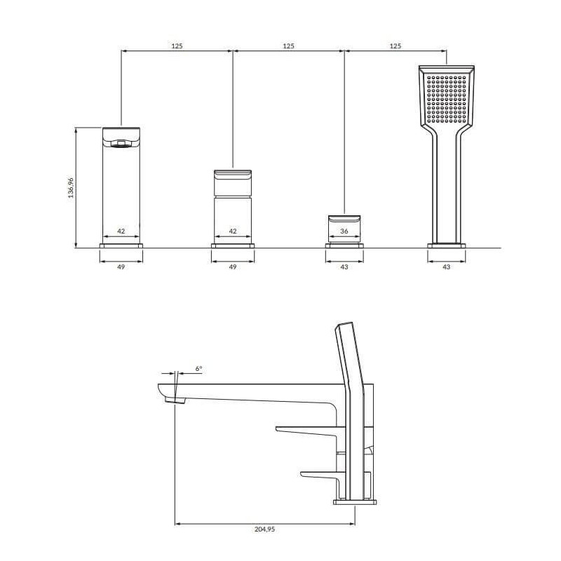 Bateria Wannowa 4-Otworowa Parma Chrom/Biały PM7432CRB Omnires
