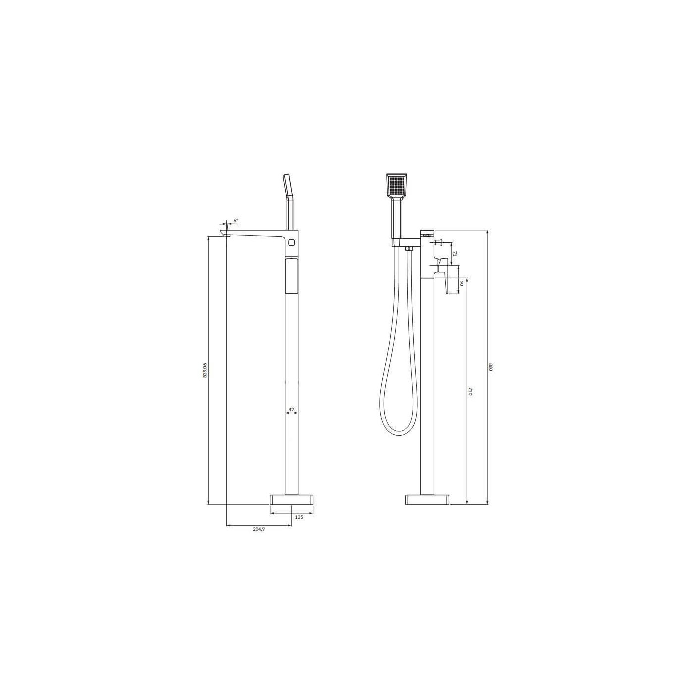 Bateria Wannowa Wolnostojąca Parma Chrom/Biały PM7433CRB Omnires