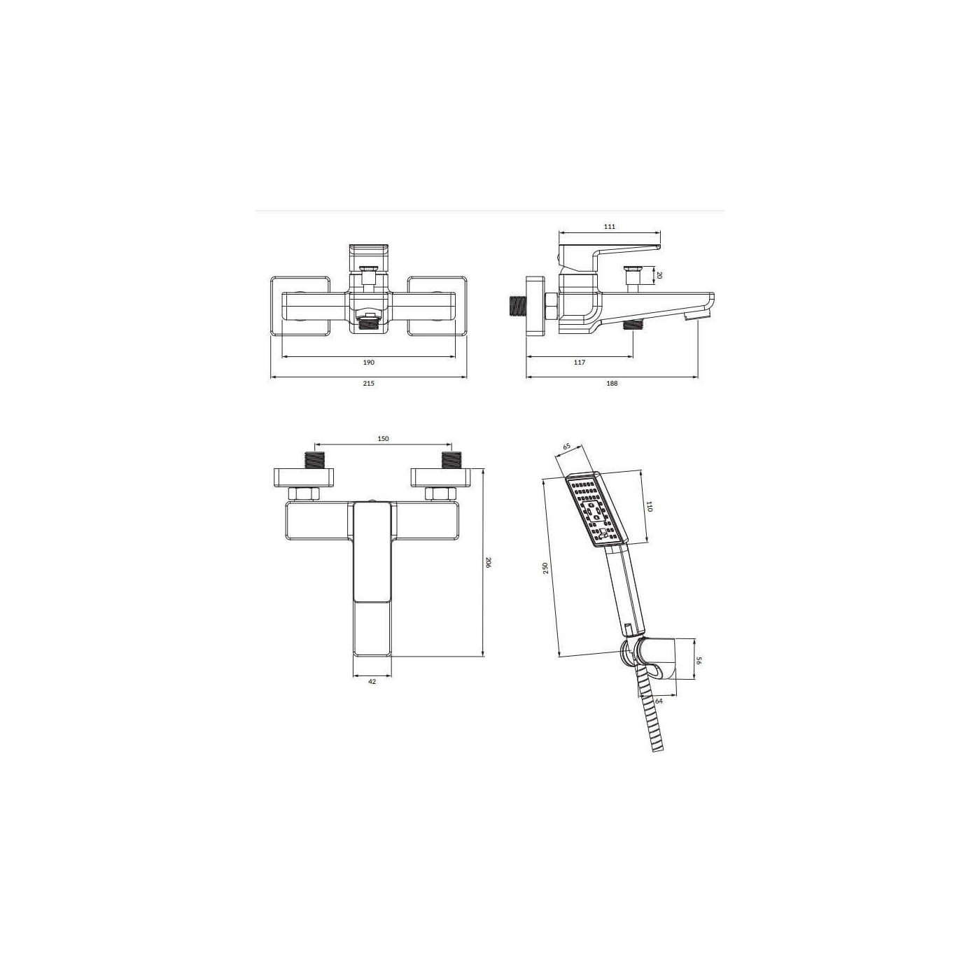 Bateria Wannowa Z Zestawem Prysznicowym Parma Nikiel PM7431IN Omnires