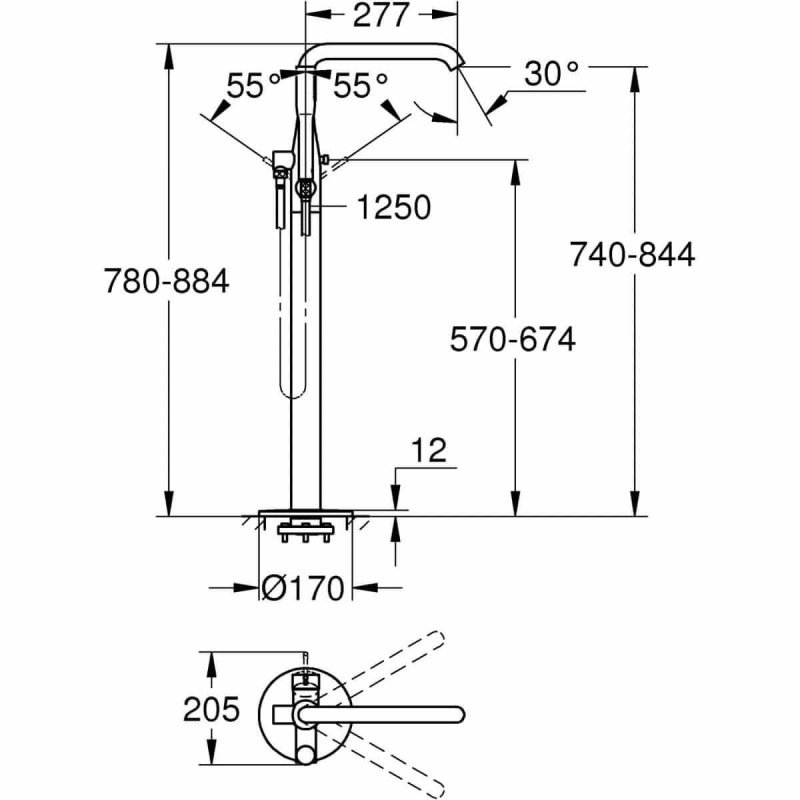 Bateria Wannowa Stojąca Essence 25248001 Grohe