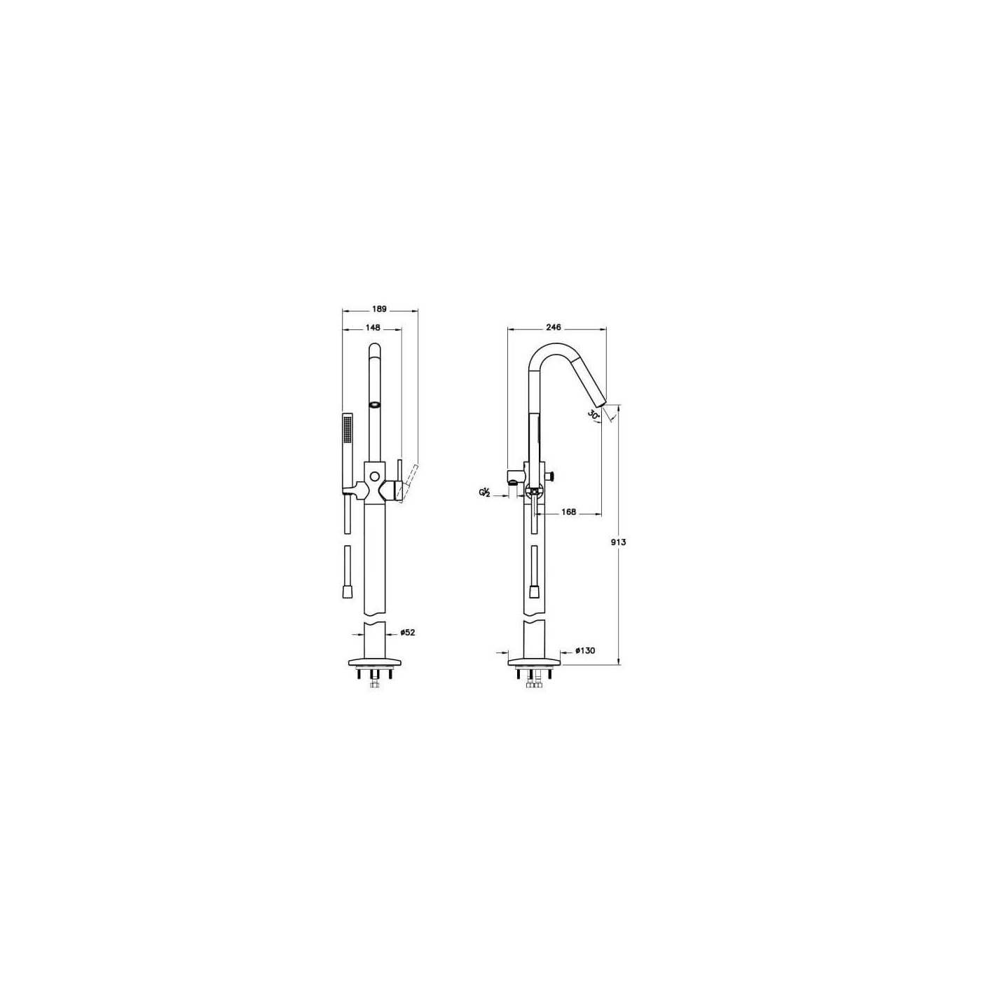 Bateria Wannowa Wolnostojąca Origin A4268126 Miedź Vitra