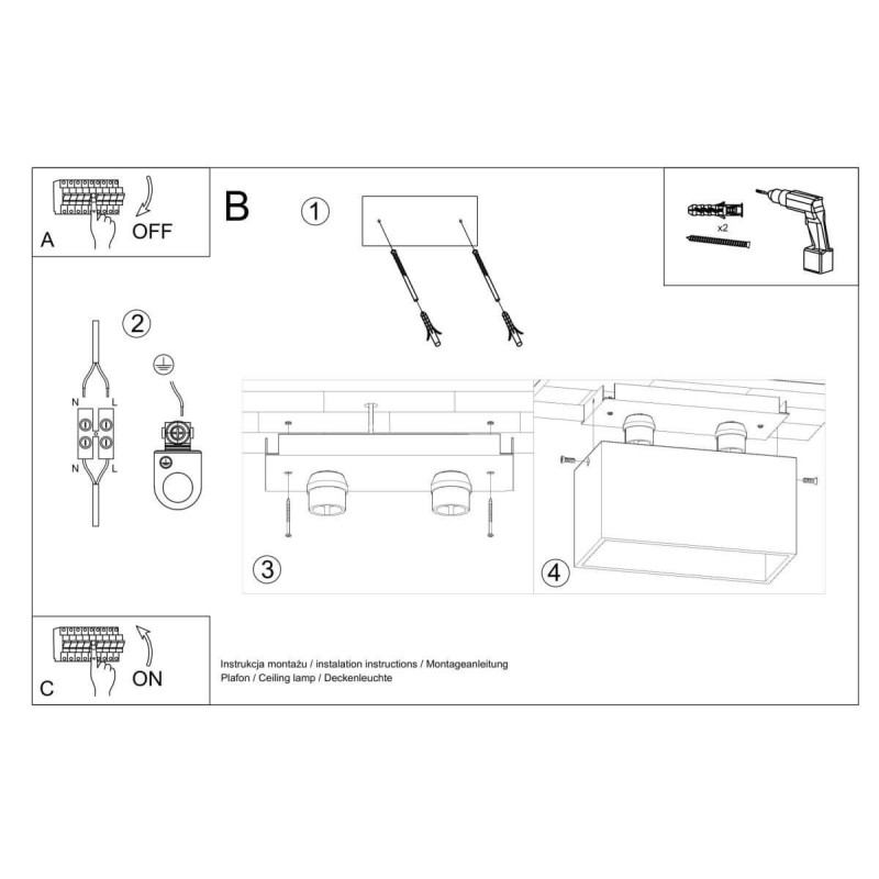 Plafon Quad Maxi Biały SL.0380 Sollux