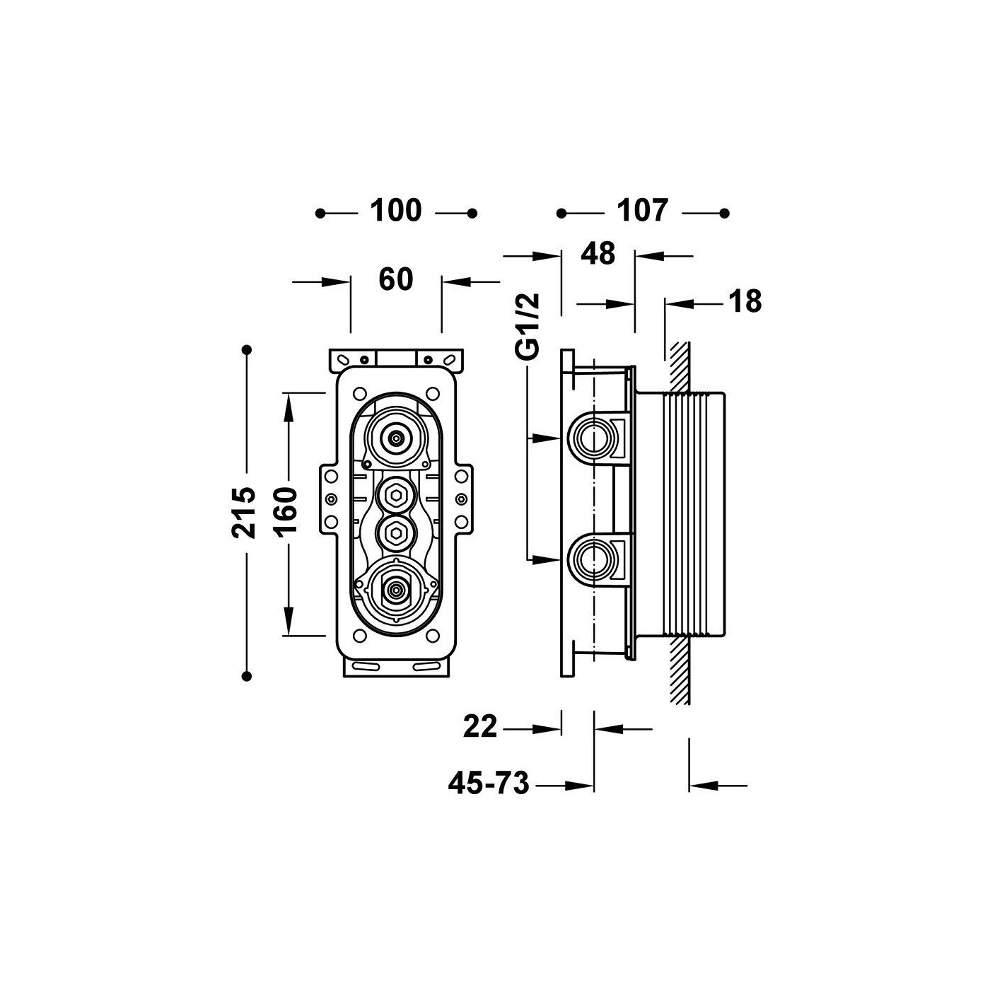 Element Podtynkowy Termostatyczny Do Baterii Prysznicowej 20785001 Tres