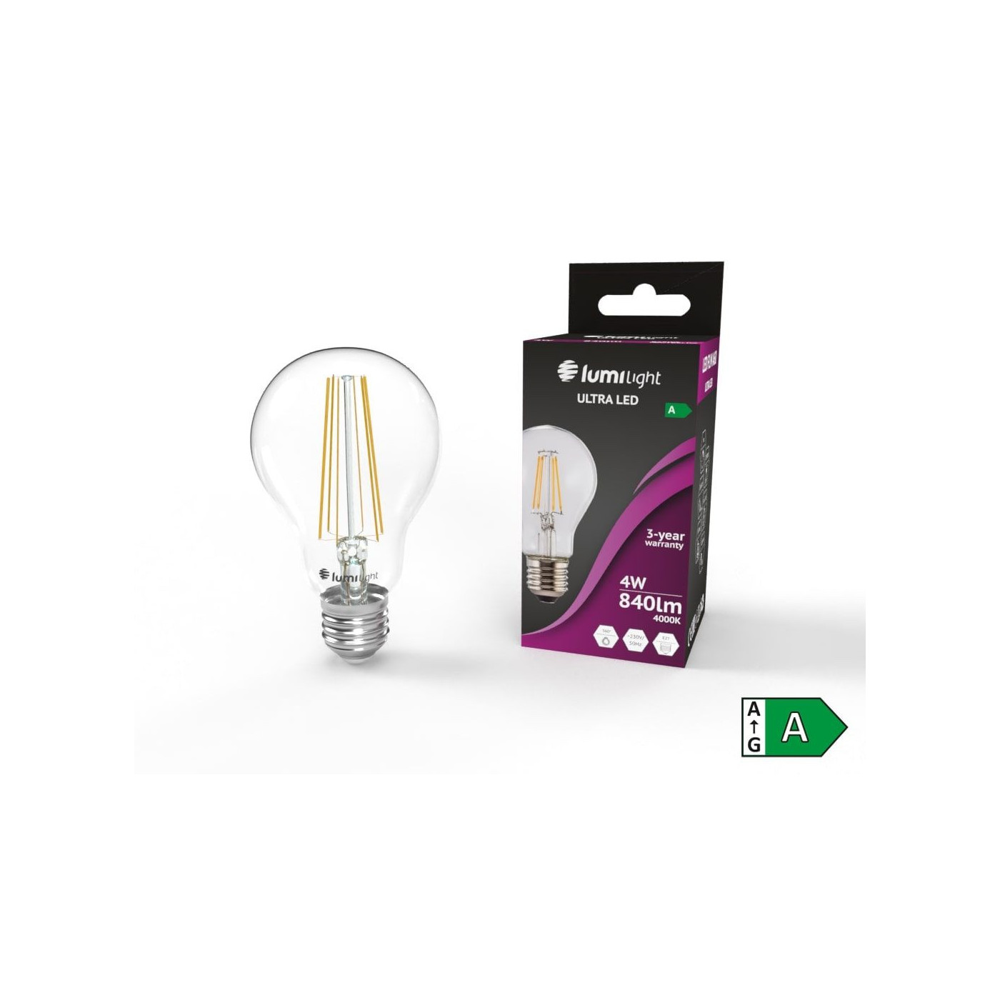 Led ULTRA FLM A60 E27 4W Neutralna LL6235 Lumilight