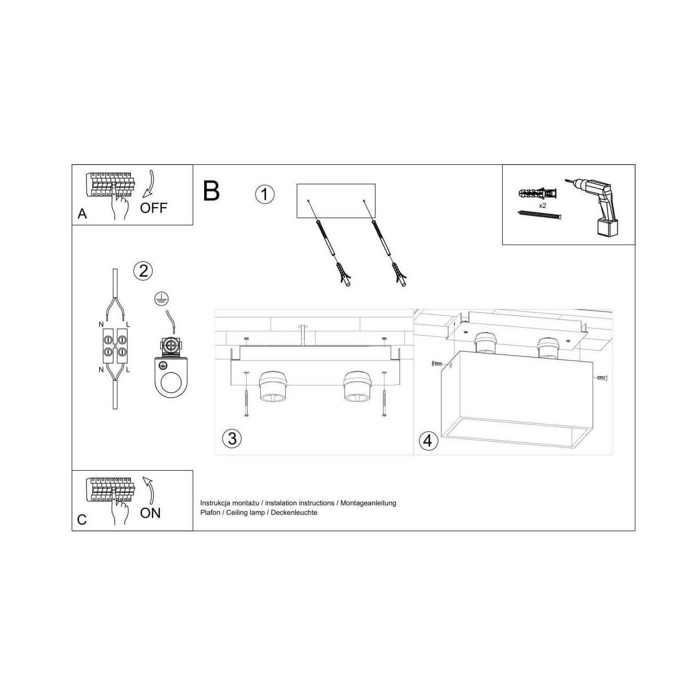 Plafon Quad Maxi Antracyt Ral 7016 SL.0382 Sollux