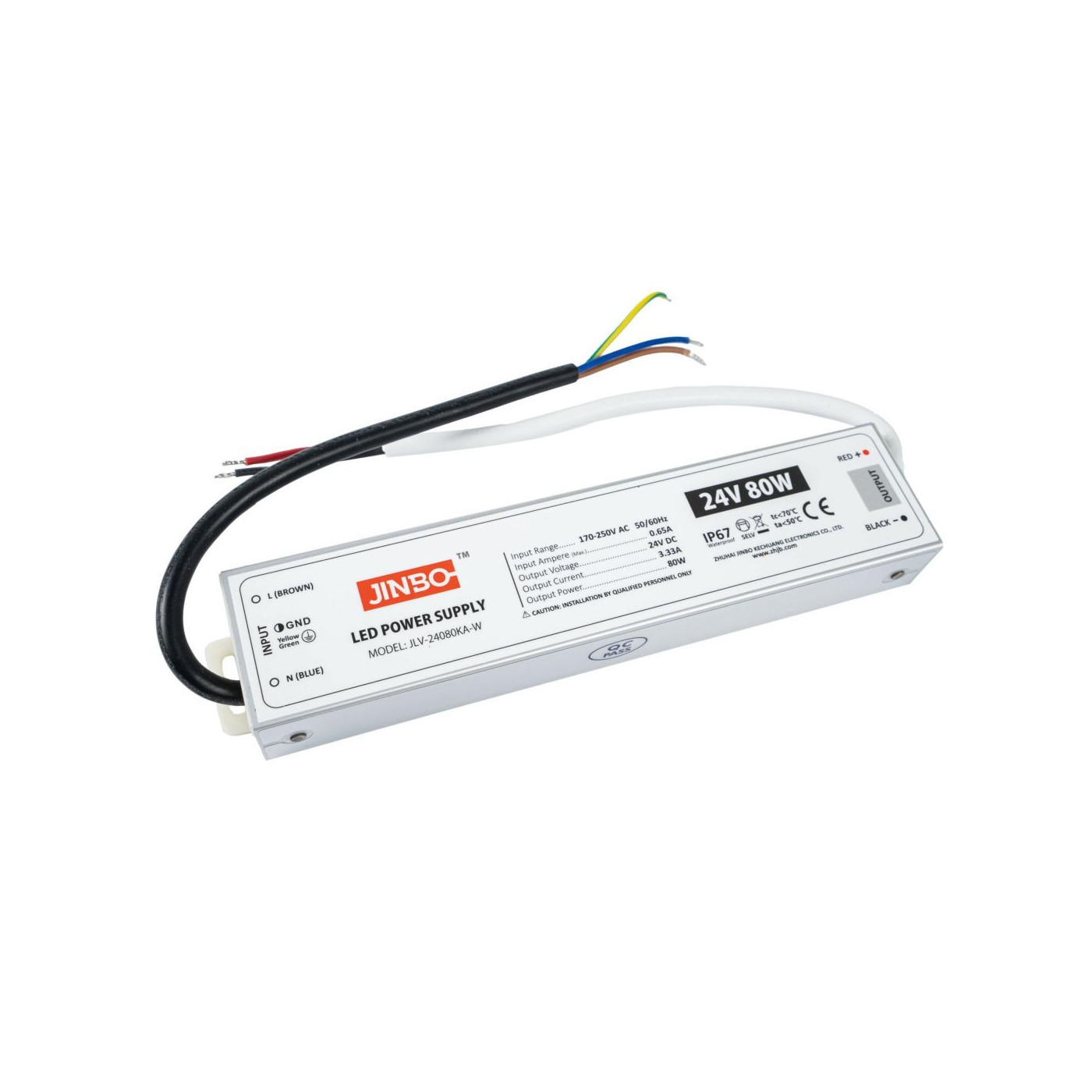 Zasilacz IP67 Do Taśmy LED - 24V 3,33A 80W Kingled