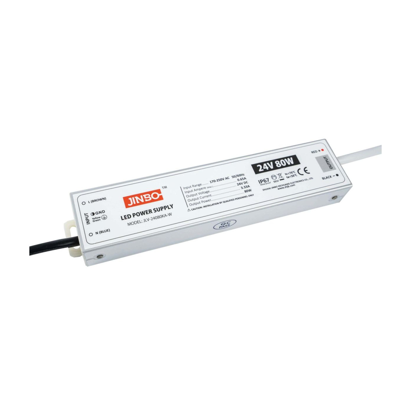 Zasilacz IP67 Do Taśmy LED - 24V 3,33A 80W Kingled
