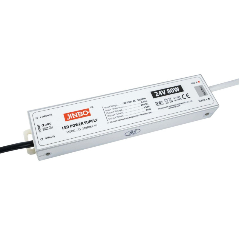 Zasilacz IP67 Do Taśmy LED - 24V 3,33A 80W Kingled