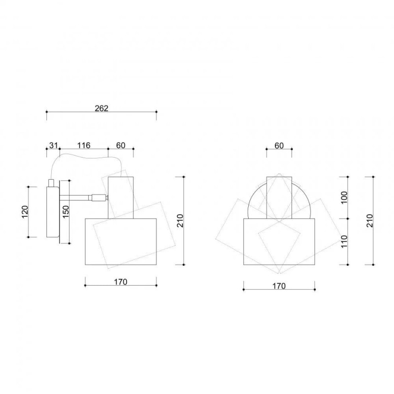 Kinkiet Enkel W Czarny ENK122P0 Ummo