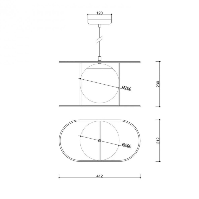 Lampa Wisząca Kuglo B Czarny KUB122BS0 Ummo