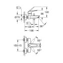 Bateria Wannowa Ścienna Start Czarny Mat 322782432 Grohe
